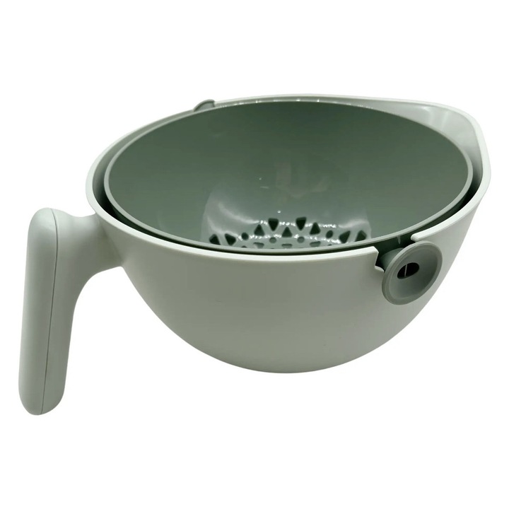 Bol rotativ cu strecuratoare antirasturnare si maner plastic, 2000ml Verde