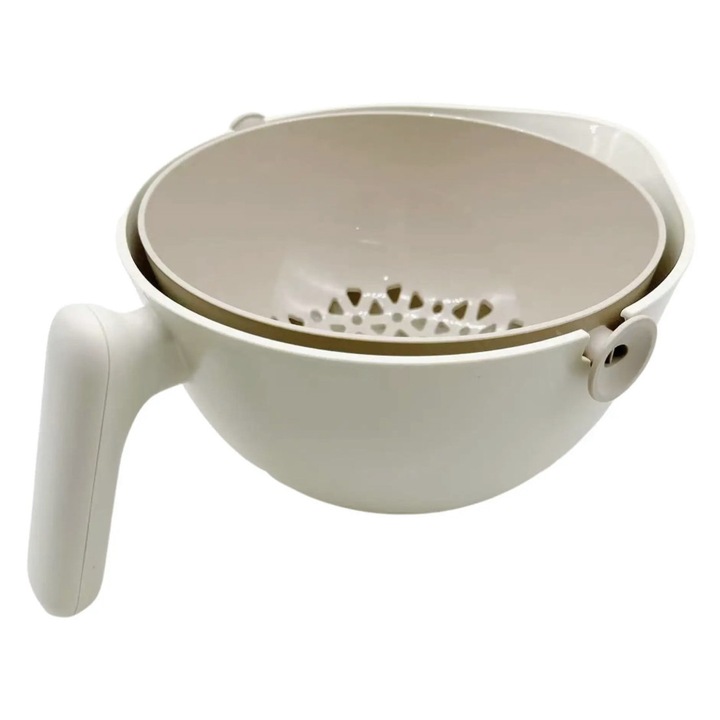 Bol rotativ cu strecuratoare antirasturnare si maner plastic, 2000ml Gri