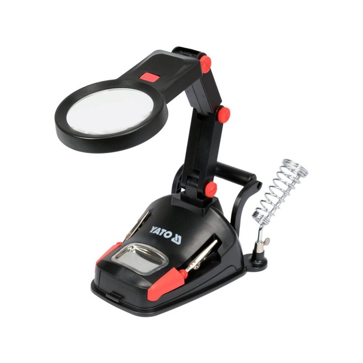 Lupa cu LED cu suport Yato, ABS/Otel, Negru/Rosu