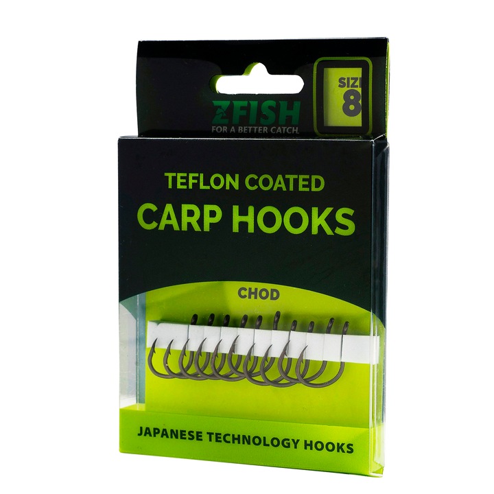 Ponty horgász horgok, Zfish, szöges csok, 8-as méret, 10 db