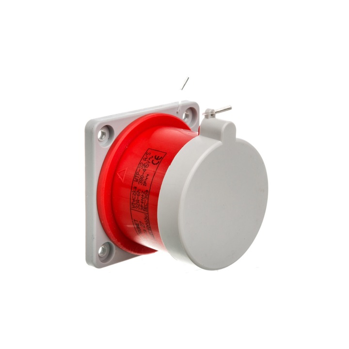 Stecher tablou electric, Elektromet, Plastic, 5 poli, 32A, 400V, IP44, Rosu/Alb