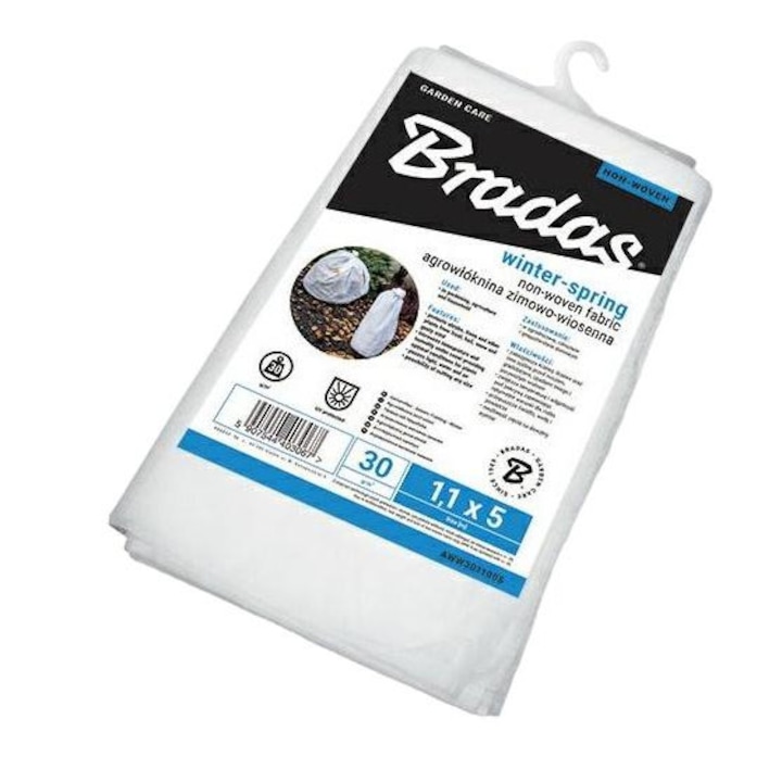 Plasa protectie iarna pentru plante, Bradas, Textil, 1.1 x 5 m, Alb