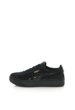 Puma, Pantofi sport flatform de piele intoarsa Vikky, Negru, 3.5 Puma, Pantofi sport flatform de piele intoarsa Vikky, Negru, 3.5