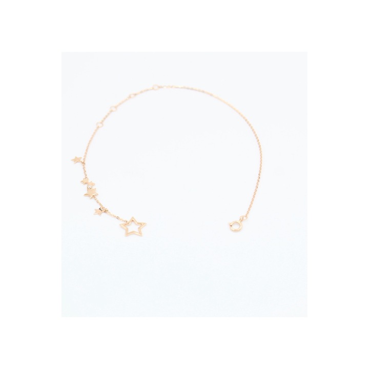 Bratara pentru picior din aur roz de 18 K, cu stelute, 1.43 g, diamante 0.022 carate, 1 piatra, marimea 11-22 cm, Pure Joy