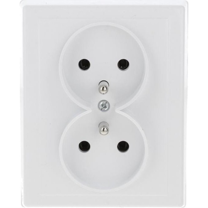 Priza dubla, Timex, Plastic, IP20, Alb