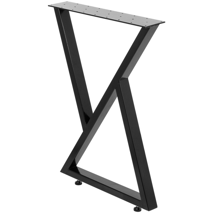 Picior de masa, 800Kg, metal, reglabil, triunghi, de sine statator, 2buc, 71x61cm, negru