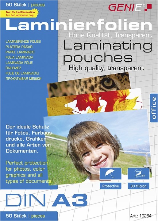 Pungi de laminat, Genie, Folie, A3, Transparent