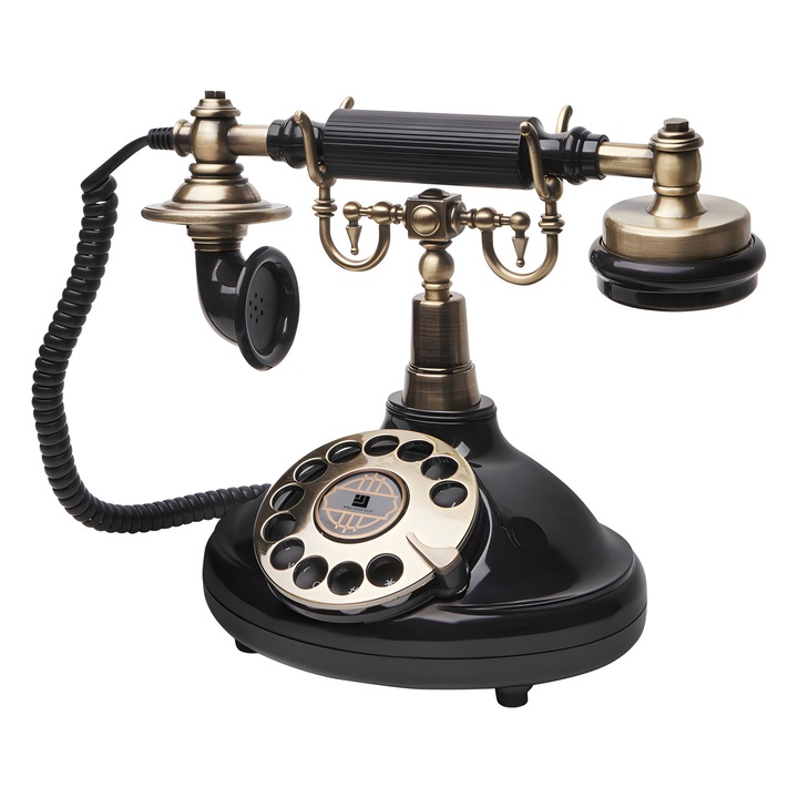 Telefon cu fir, Vintage Audio Guestbook, PYKA, inregistrare mesaje audio, 8gb card SD, negru