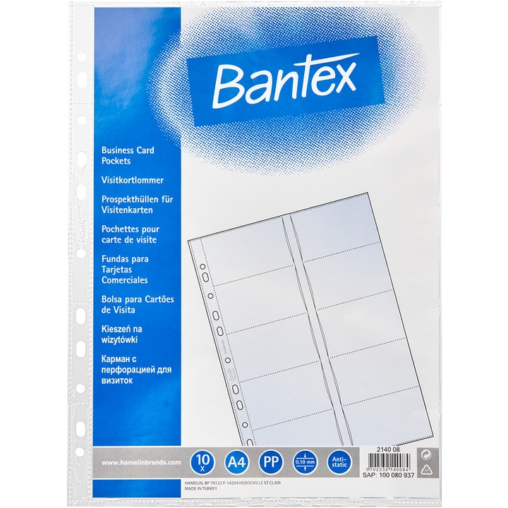 Suporturi documente Bantex set 10 bucati, 24x32cm, antistatic, transparent