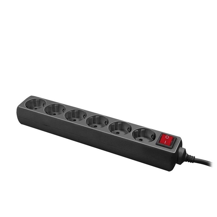 Удължителен кабел, LOGILINK, 6 гнезда, черен