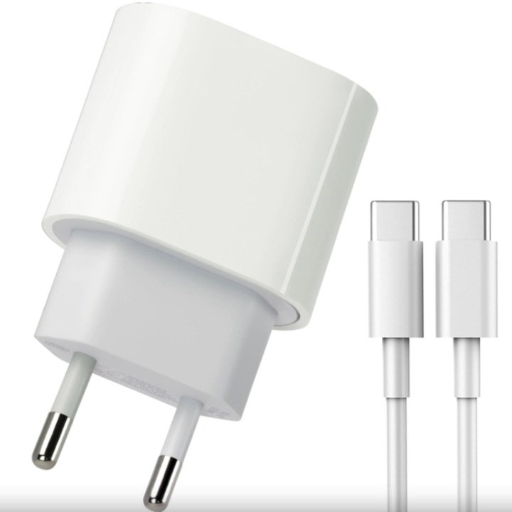 Incarcator universal USB type-C, adaptor Fast charge 20 W, cablu type-C 1 metru, compatibil cu Samsung, Huawei si alte dispozitive cu intrarea Tip C