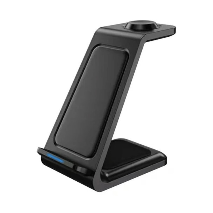 SIKS vezeték nélküli töltő 3 az 1-ben, gyorstöltés 15 W, Magsafe QI mágneses töltőállomás, kompatibilis Apple Iphone-nal, Samsung, csak Apple Watch, Airpods, TWS, Univerzális, Fekete