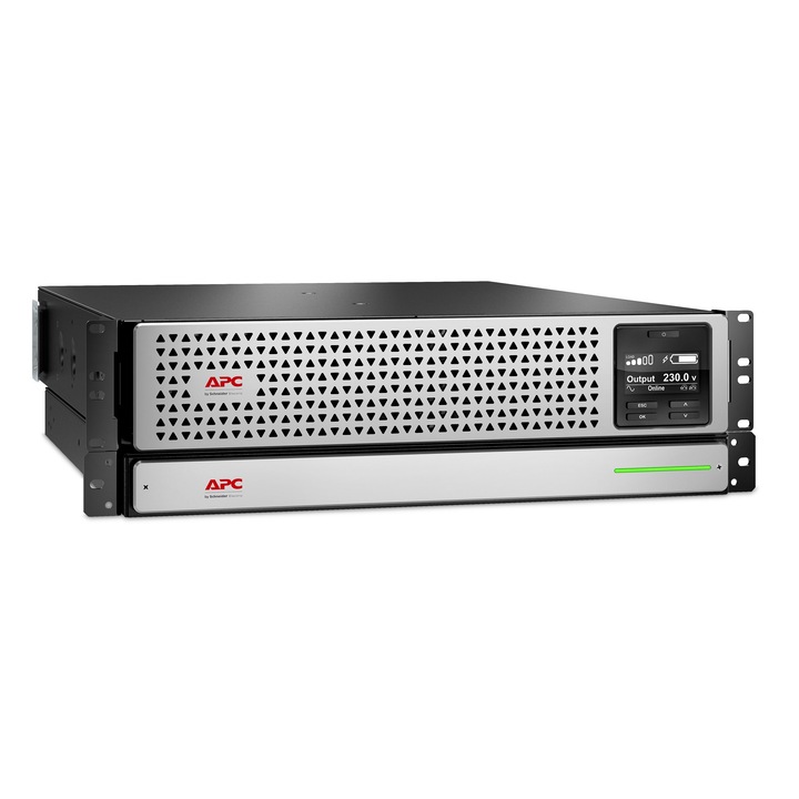 UPS с управление, APC, 1500VA, 230V, LCD, Rack 3U, 1350 W, 43.2 x 12.8 x 59 cm, черен