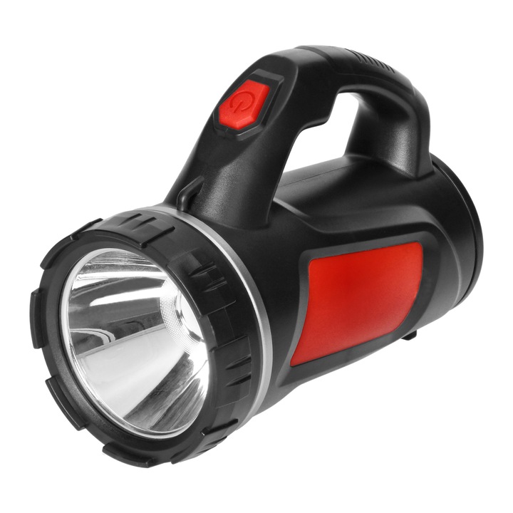 LED фенер, Orno, 3W + COB 1W, Батерия 1200 mAh, Черен/червен