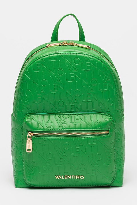 Valentino Bags, Rucsac de piele ecologica cu logo in relief Relax, Verde