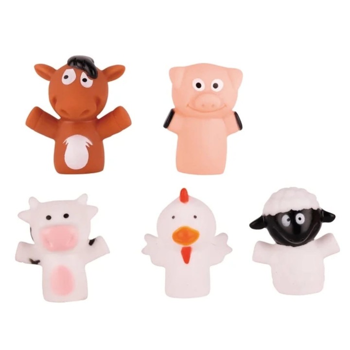 Set 5 Figurine Animalute Domestice, Finger Puppet, multicolor, 6 cm
