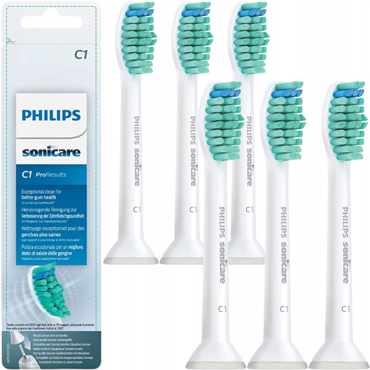 Комплект резерви за електрическа четка за зъби Philips Sonicare ProResults, Бял, 6 бр