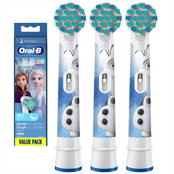 Set Rezerve periuta de dinti electrica Oral-B Kids 3+ Frozen Olaf, Pentru copii, 3 buc