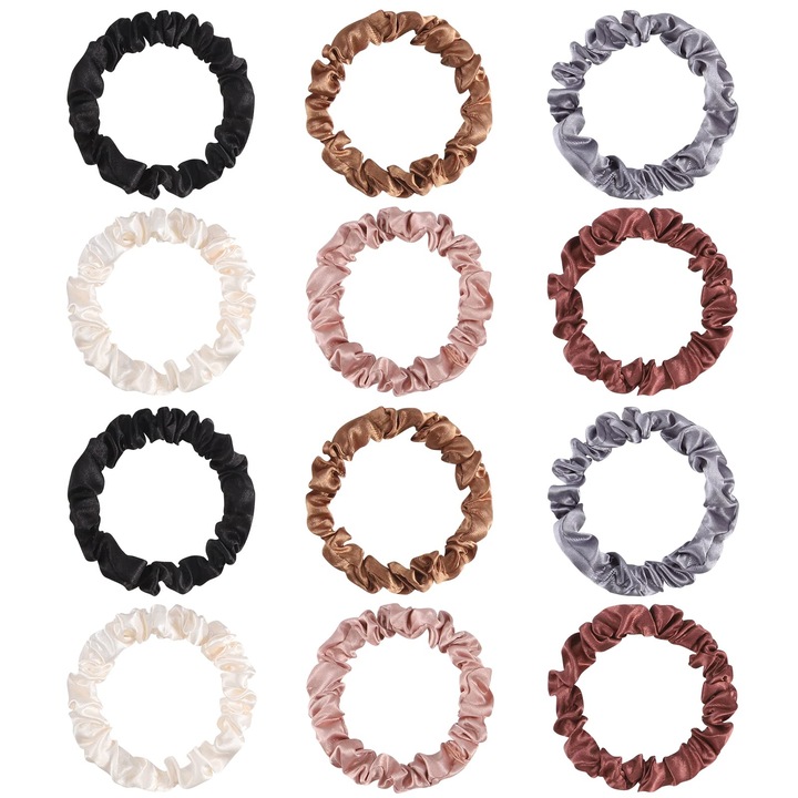 Set 12 scrunchies, Mwaowm, Satin, Multicolor