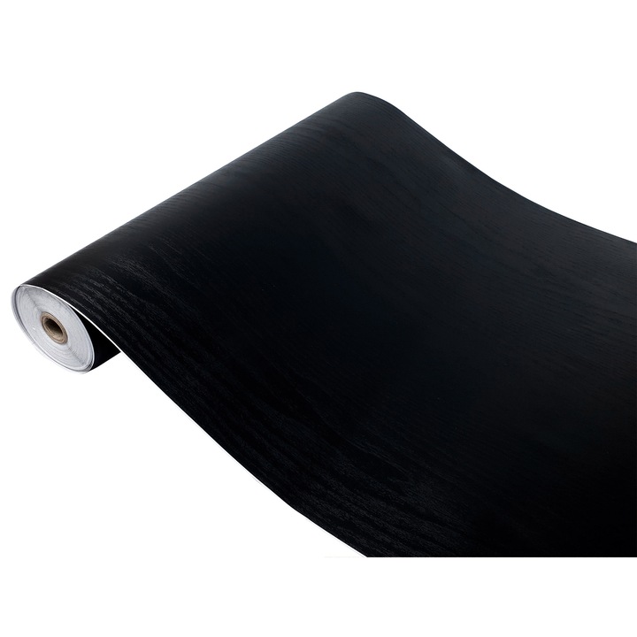 Autocolant mobila furnir, 90 x 210 cm, DecoMeister®, Model Lemn Negru Mat, B028-090-0210S
