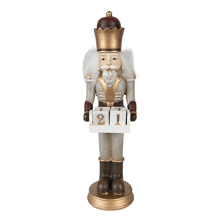 Diótörő figura és tarka polirezin naptár 7x7x22 cm