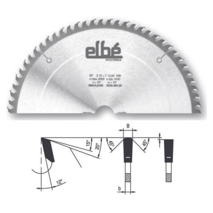 Panza circulara placata CMS ascutit drept trapez 160x2, 2x20 Z48 TPP1602048FS