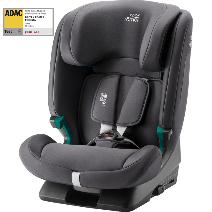 Столче за кола Britax Romer, Evolvafix, Midnight Grey, 15 месеца-12 години, 76-150 см, 36 кг