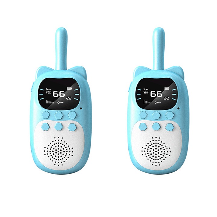 2db walkie-talkie gyerekeknek, Műanyag, 3 km, Kék