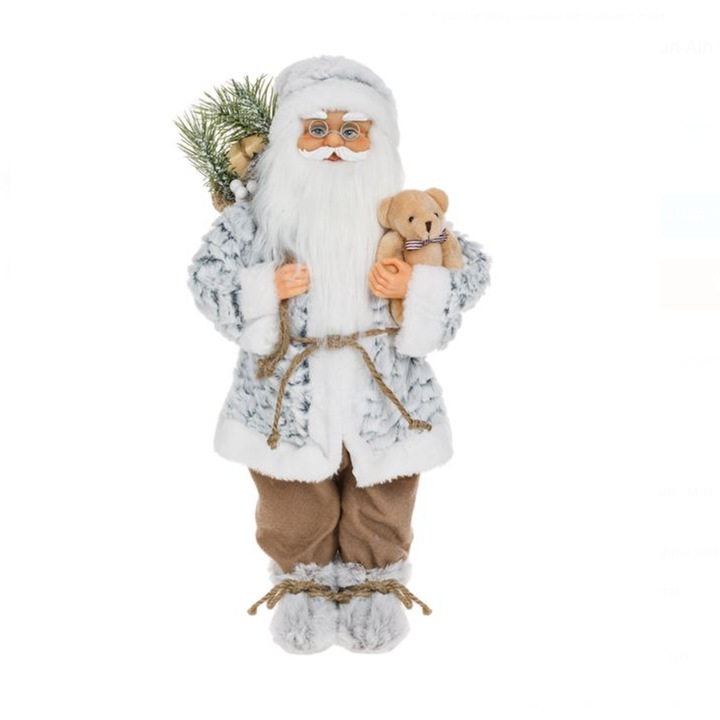 Figurina decorativa in forma de Mos Craciun, Marry Christmas, Multicolor, 45 cm