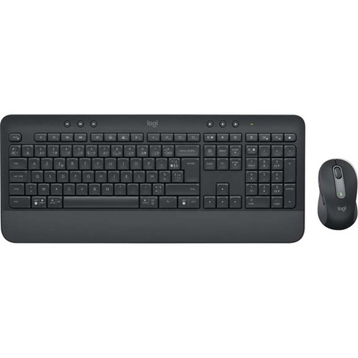Комплект клавиатура/мишка MK650 Azerty French, Logi, Wireless, 4000 dpi, Черен