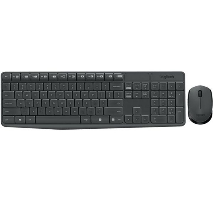 Angol nyelvű Billentyűzet és Vezeték nélküli Egér Logitech 920-007919 Szürke