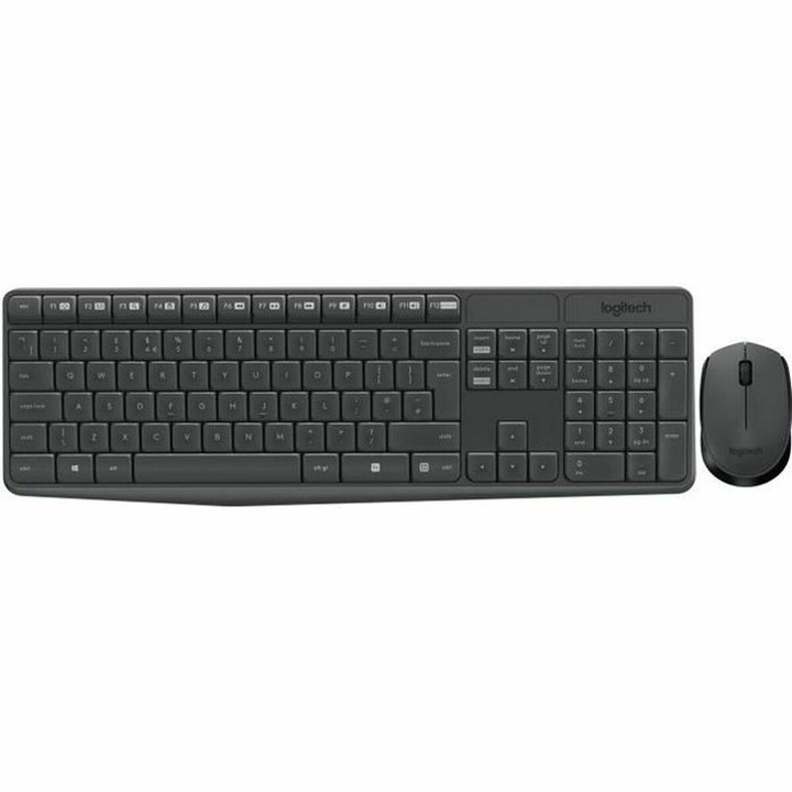 Безжична клавиатура и мишка, Logitech, Сиво