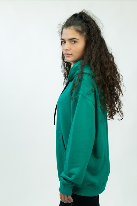 Оувърсайз суитшърт за жени, персонализиран за мама и бебе, син, зелен, памук, S