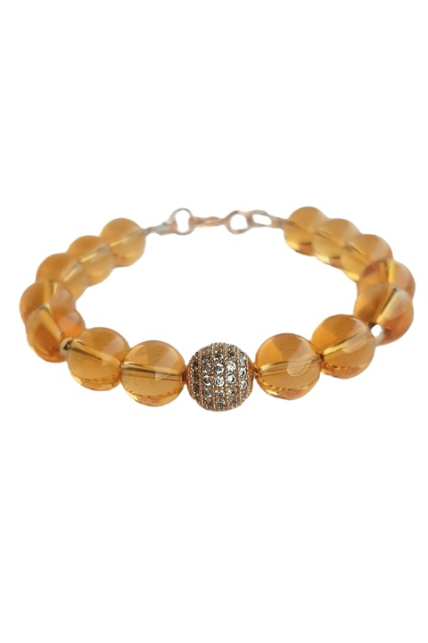OEM Karkötő a pénzügyi sikerhez natúr Citrine 10mm-es és aranyozott kiegészítőkkel, 19cm