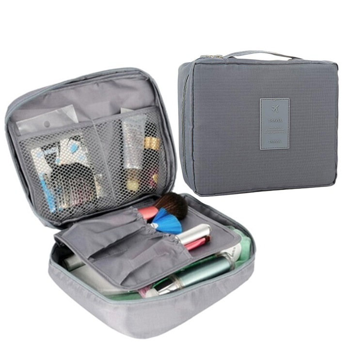 Hazelnut, utazó kozmetikai táska, 22x18x8cm, HA028, szürke