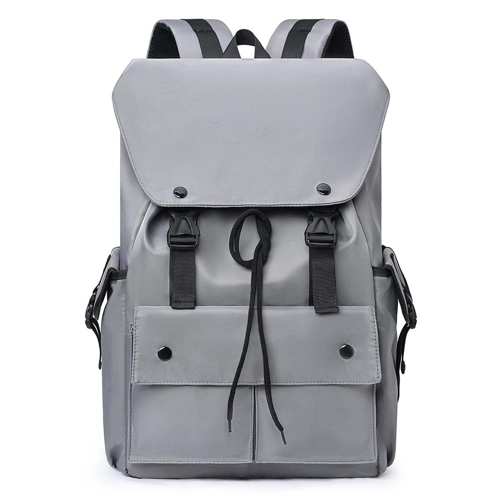 Rucsac pentru laptop, Dollcini, Nylon, impermeabil, 30 x 14 x 44 cm, Gri/Negru