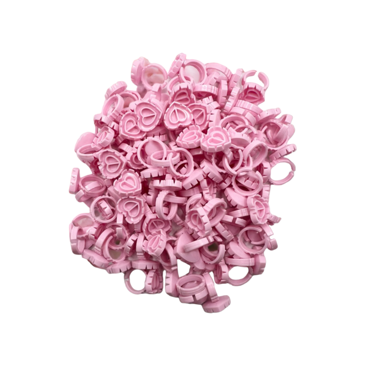 Комплект от 100 пръстена за лепило във формата на сърце, Aria, Pink