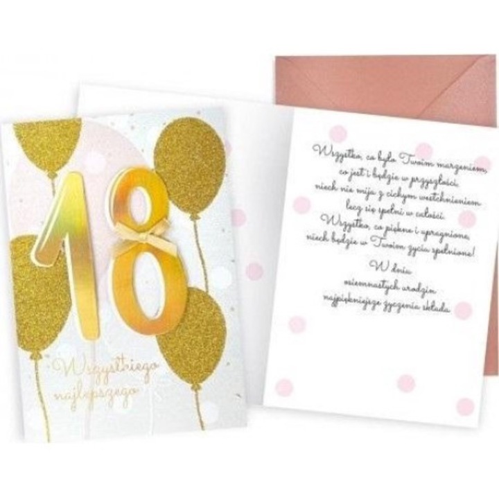 Carte de zi de nastere, Kuartka, Carton, 18 ani, 145x195cm, Multicolor