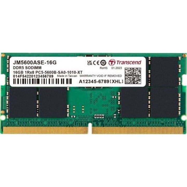 Transcend 16GB / 5600MHz DDR5 SO-DIMM CL46 Notebook RAM (JM5600ASE-16G)