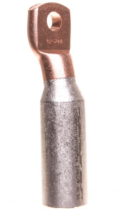 Terminal inel, Erko, Aluminiu/Cupru, Etans, 250mm, Filet 12mm, Argintiu/Maro
