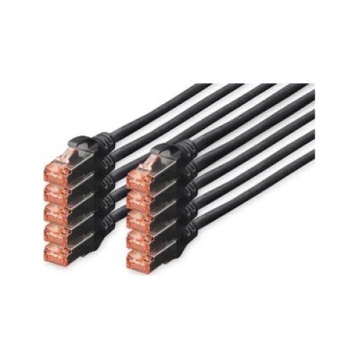 Digitus CAT6 S-FTP Patch кабел 0,25m черен (10бр), 149965, Мрежови кабели