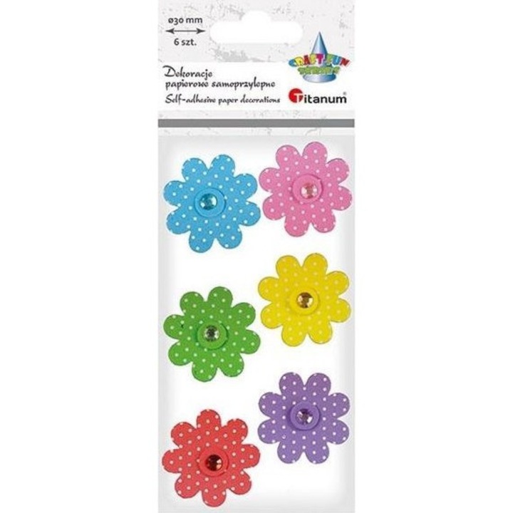 Autocolante 3D cu flori, titanum, spuma, multicolor, 36 mm