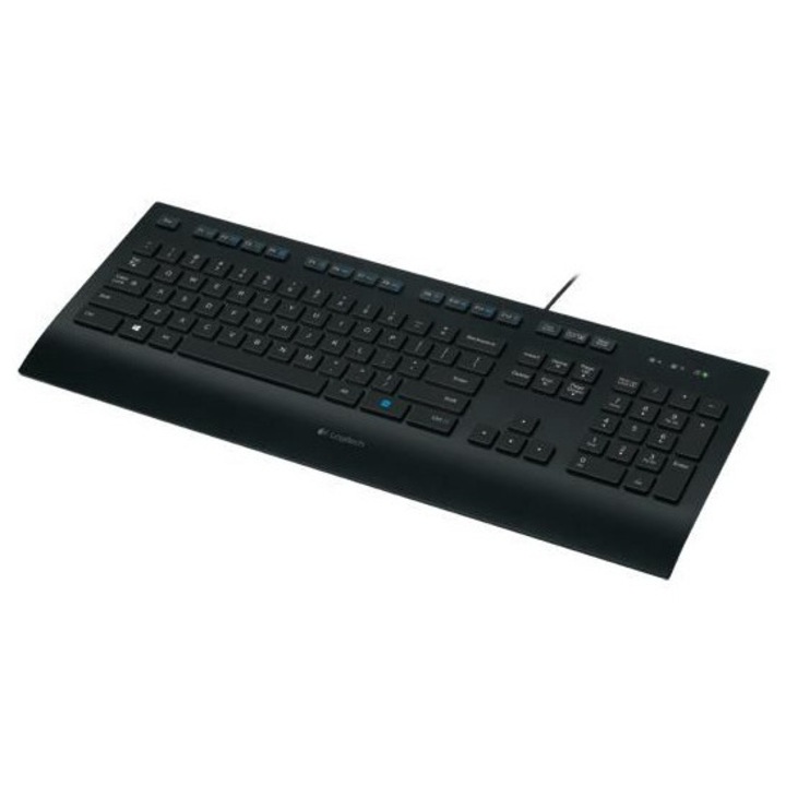 Кабелна клавиатура, Logitech, черна