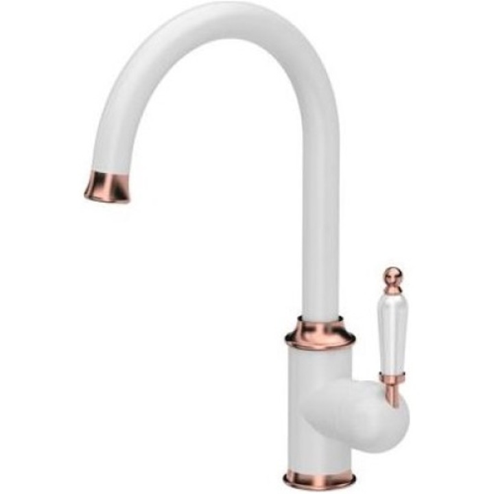 Смесител за кухня, Quadron, Rachel Q, медно покритие, бяло
