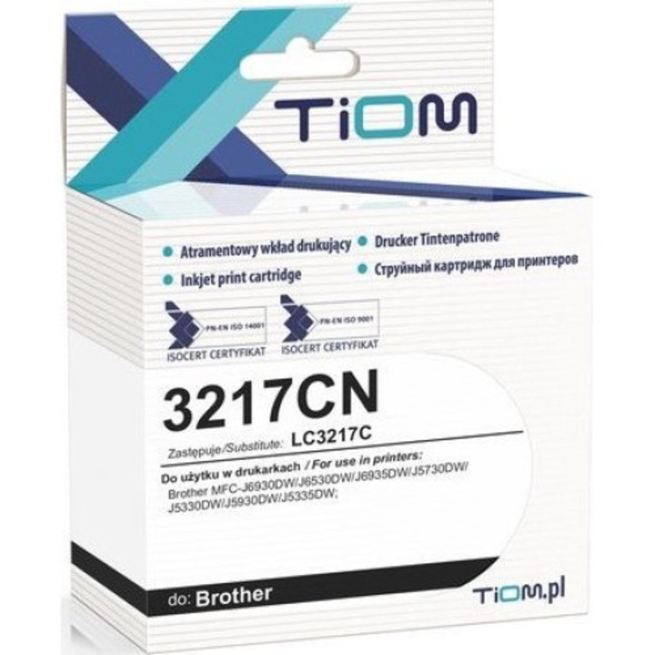 Cerneala pentru Brother 3271CN/LC3217C, Tiom, 15 ml, Cyan