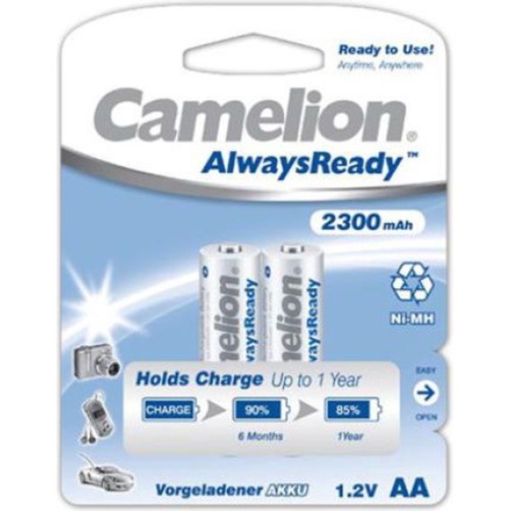 Set 2 baterii reincarcabile Ni-MH, Camelion, 2300 mAh