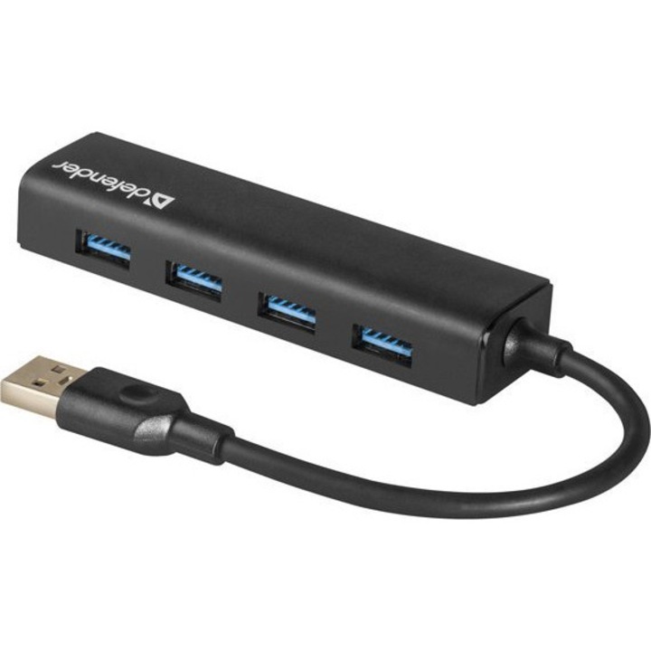 HUB USB Defender, fekete, kompakt