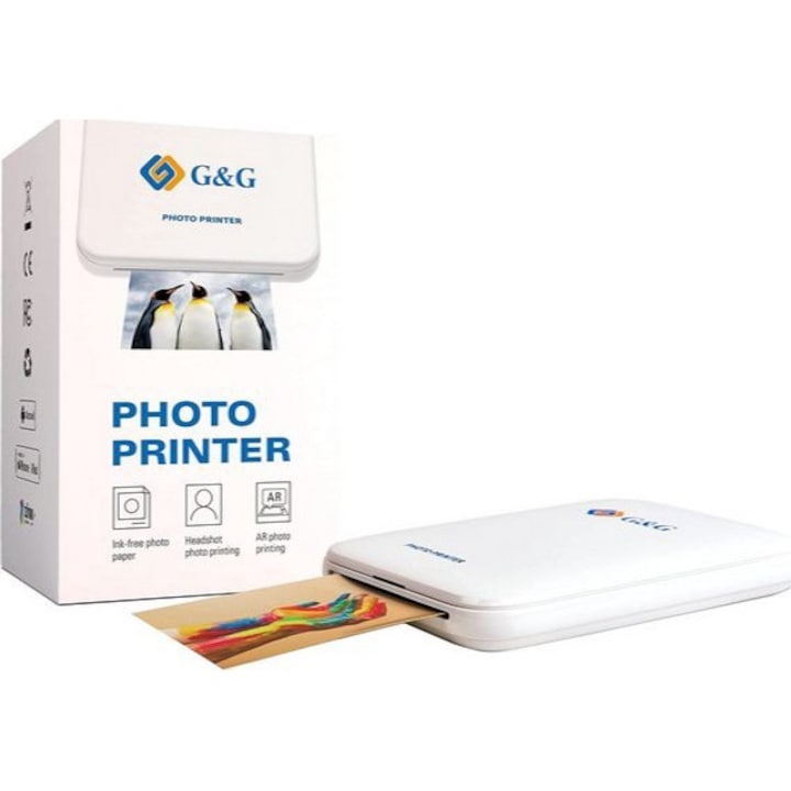 Фотопринтер, G&G, бял