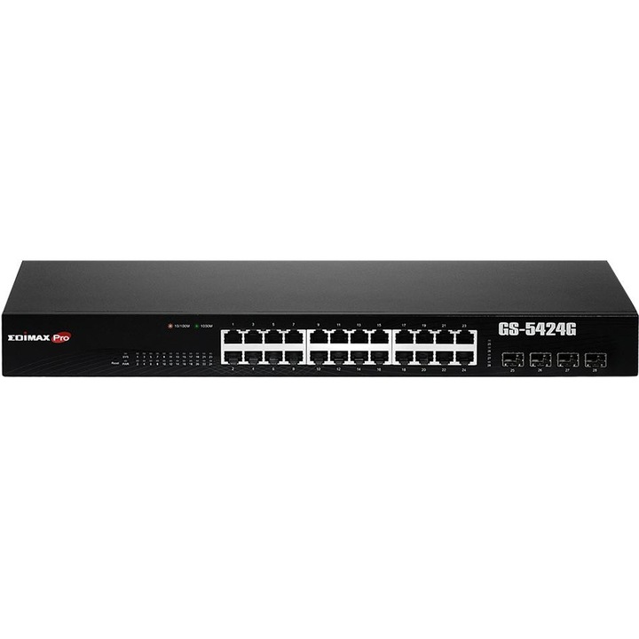 Точка за достъп GS-5424G, Edimax, 24 Gigabit PoE порта, Черен