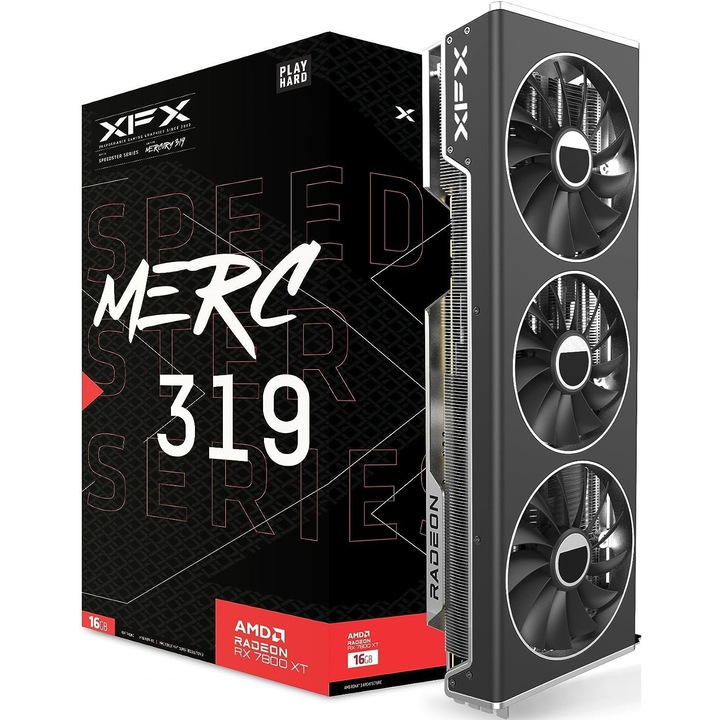 Видео карта XFX Radeon RX 7800 XT 16GB Speedster MERC 319 Black, GDDR6, 256bit, HDMI